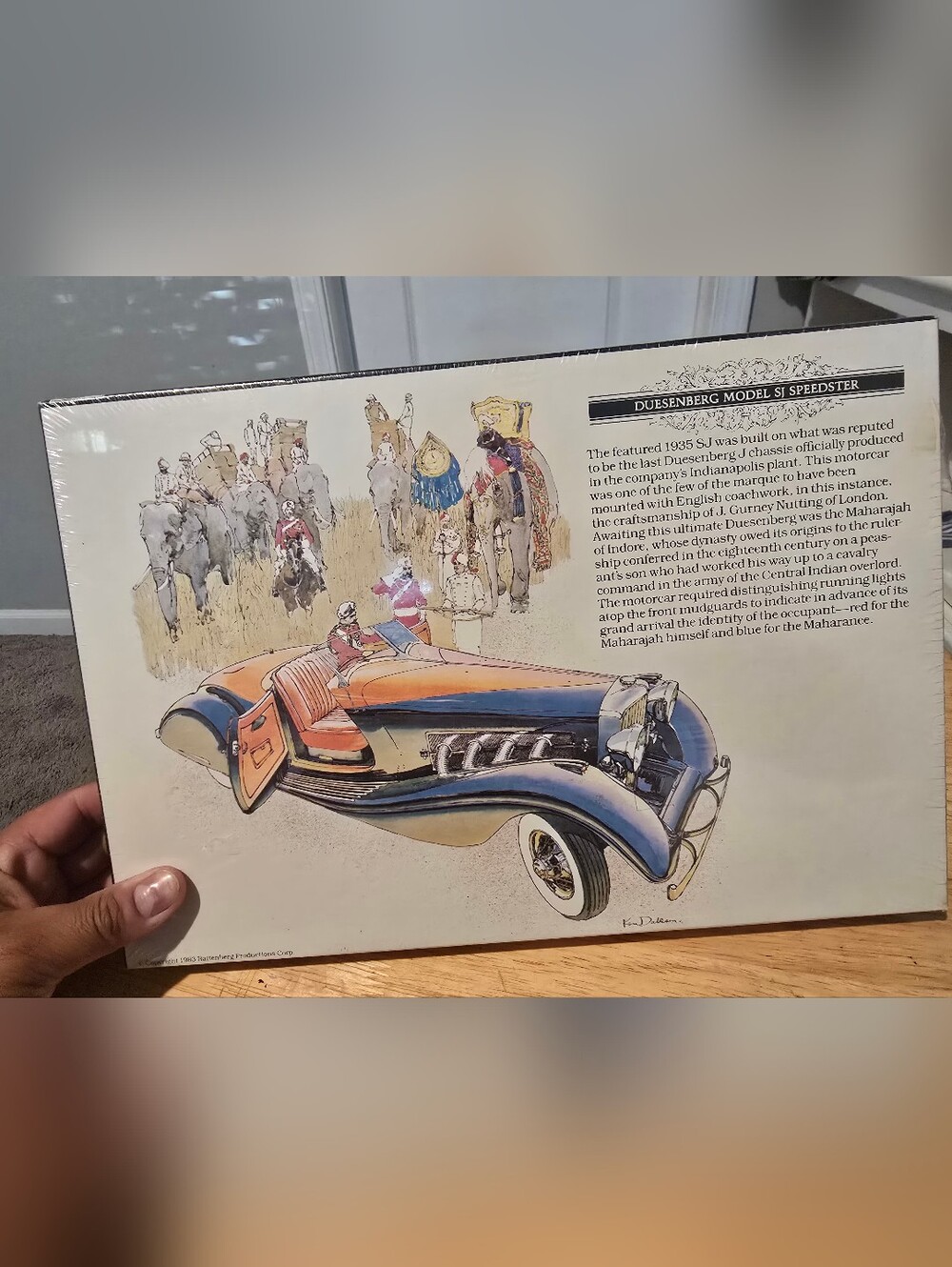 Vintage 1983 Elegant Classics Jigsaw Puzzle 21"x15" Duesenberg SJ Speedster Car